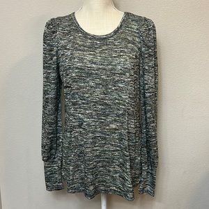 Status by Chenault black and teal long sleeve blouse